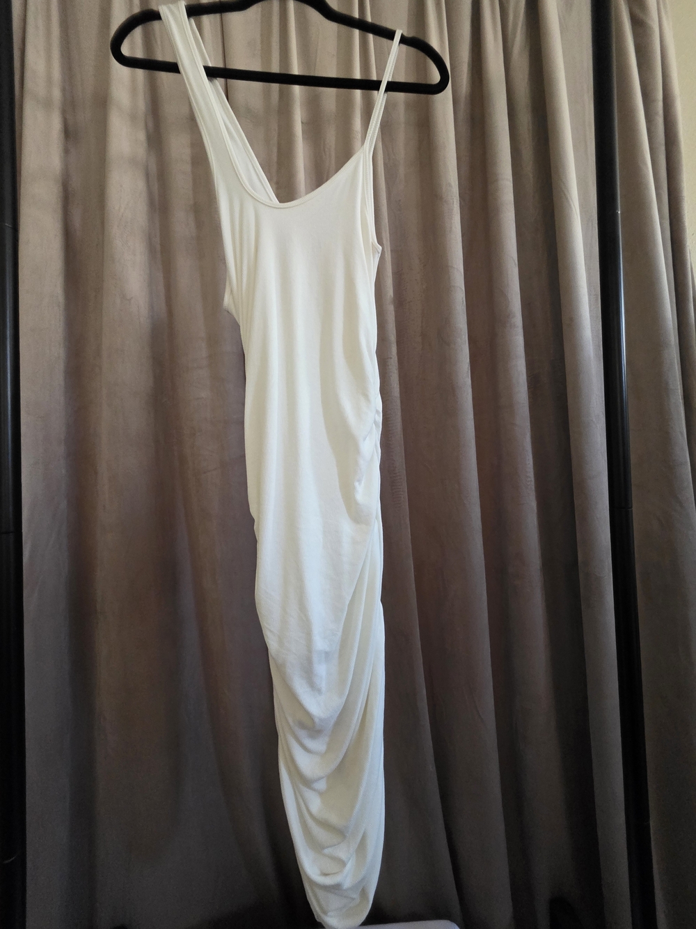Stella Laguna Beach White Asymmetrical Ruched Midi Dress One Shoulder Size M